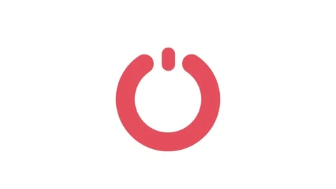 A red power button featuring a circular symbol in the center, indicating an.. Stock Footage 333909451
