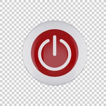 Red Power Button Glossy 3D On Off Icon On Transparent Background Stock Illustration