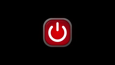 Red Power Button Glowing Switch Icon Animation Stock Footage 341993465