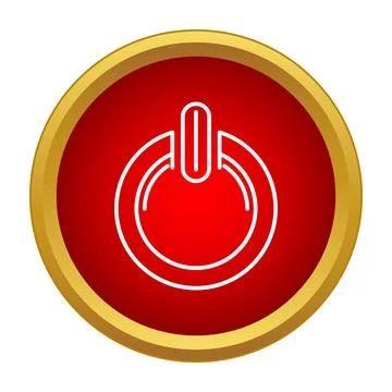 Red power button symbol starting technology concept icon Stock Illustration