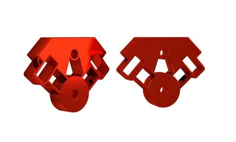 Red Power car engine icon isolated on transparent background. Stock Illustration