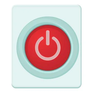 Red power on or off button icon, cartoon style Stock Illustration