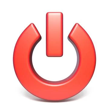 Red power sign 3D rendering illustration on white background Red power sig... Stock Photos