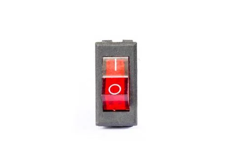 Red power switch button Stock Photos