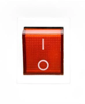 Red Power Switch - Off Isolated on a White Background Stockfoto's
