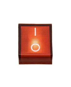 Red Power Switch - On - Isolated on a White Background Photos