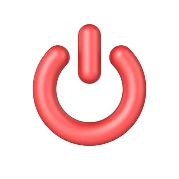 Red power switch sign 3D Ilustração Stock