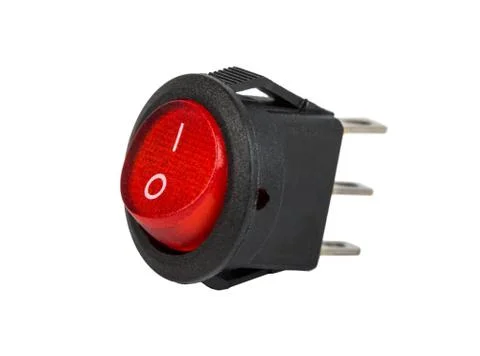 Red power switch on white background Stock Photos
