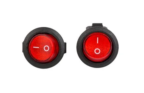 Red power switch on white background Stock Photos