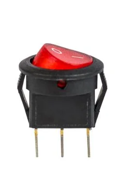 Red power switch on white background Stock Photos