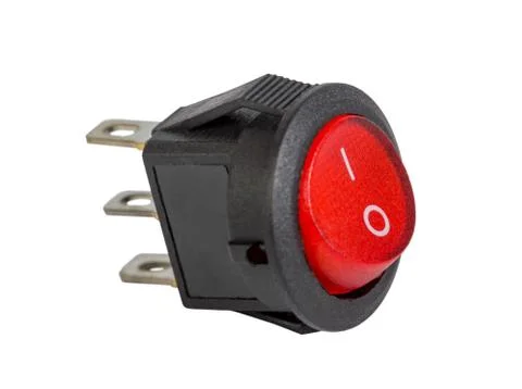 Red power switch on white background Stock Photos