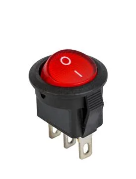 Red power switch on white background Stock Photos