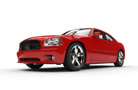 Red Powerful Car Front Closeup Stock Illustration