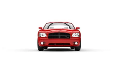 Red Powerful Car Front Shot Stock Illustration
