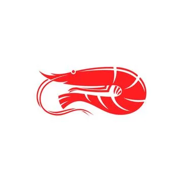 Red prawn isolated flat shrimp crustacean animal Stock Illustration
