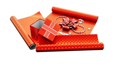 Red present wrapping and present on white background Stock Illustration