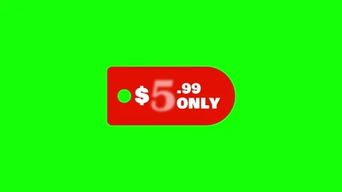 Red price tag graphic displaying five ninety nine currency value animated 스톡 동영상 340945281