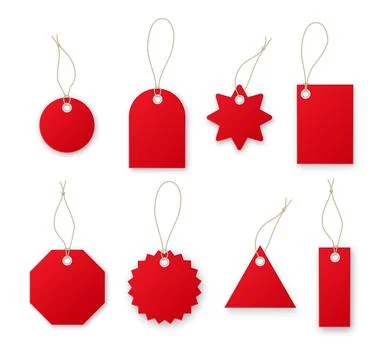Red price tags vector collection. Special offer or shopping discount label Stock Illustration