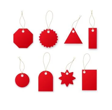 Red price tags vector collection. Special offer or shopping discount label Stock Illustration
