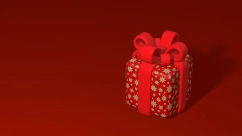 Red printed gift box with a ribbon rotates 3d 4K looped animation Stock Footage 220711697