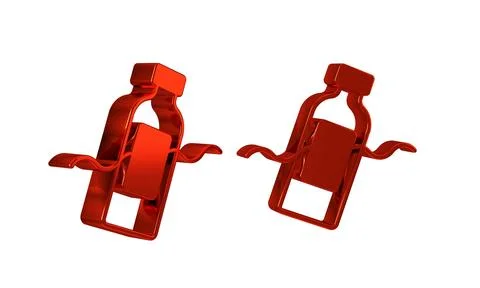 Red The problem of pollution of the ocean icon isolated on transparent back.. Stock Illustration