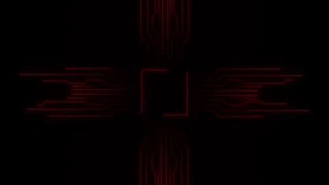 Red Processor Circuit Animation – Futuristic Technology Background Loop Stock Footage 318410137