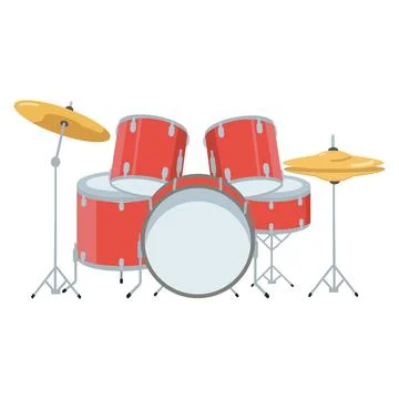 Red professional drum kit percussion instrument Stock Illustration