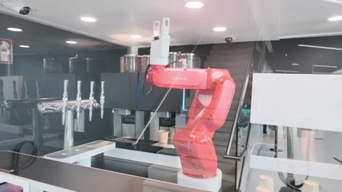 red programmable Tesla dancing robot, ro... | Stock Video | Pond5