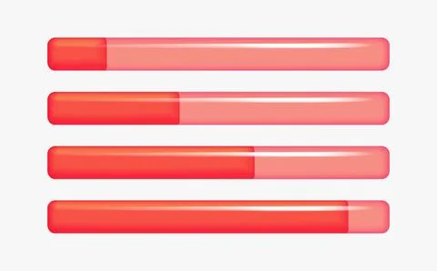 Red progress bars. 3d vector clipart Stockillustratie