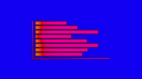Red progress graph bar chart animation in a blue screen background Stock Footage 301261055