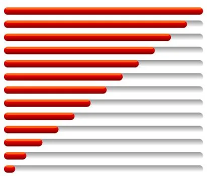 Red progress, loading bars. Horizontal bars for measurement, comparison. Stock Illustration