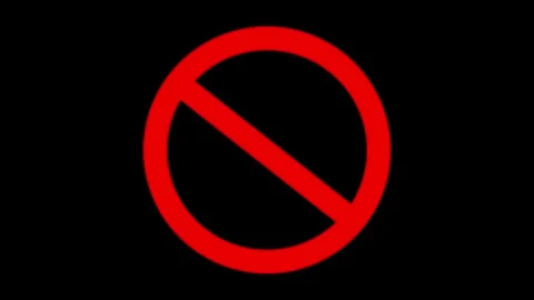 Red prohibited sign animation forming on black background for warning and r.. 動画素材 334910014