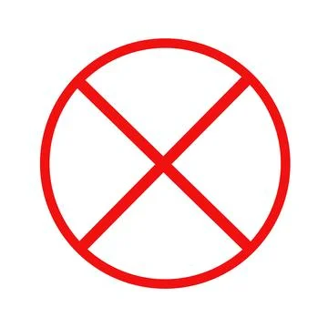 Red Prohibited Sign with Cross Mark in Circle. Illustrazione stock