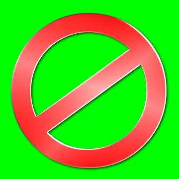 Red Prohibited Sign on Green Background Stock Illustration
