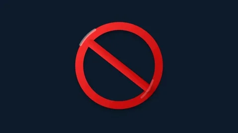 Red Prohibited Symbol Animation on Dark Blue Background. Stock Footage 333373899