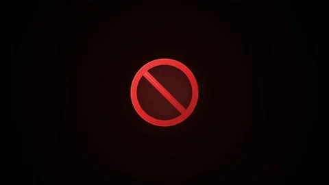 Red prohibited warning sign animation on black background. 4K Stock Footage 340514711