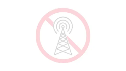 Red Prohibition Sign Over Cell Tower - Disconnected Network Icon Vídeos de archivo 335882764