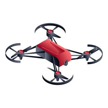 Red protected drone icon, isometric style Stock Illustration