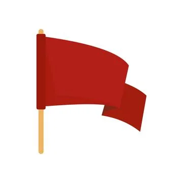 Red protest flag icon flat isolated Stock Illustration