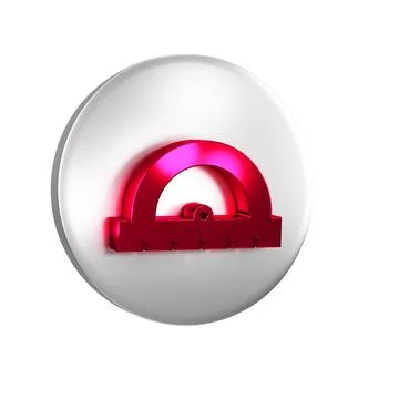 Red Protractor grid for measuring degrees icon isolated on transparent back.. Illustrazione stock