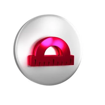 Red Protractor grid for measuring degrees icon isolated on transparent back.. Stock Illustration