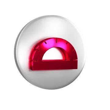 Red Protractor grid for measuring degrees icon isolated on transparent back.. Illustrazione stock