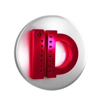 Red Protractor grid for measuring degrees icon isolated on transparent back.. Illustrazione stock