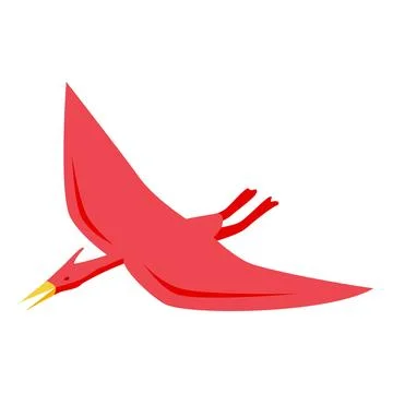 Red pterodactyl soaring through prehistoric skies with wide wings Stock Illustration