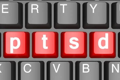 Red ptsd button on modern computer keyboard Stock Illustration