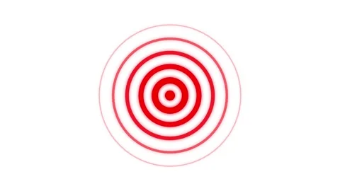 Red pulsating circles signal radiating from central point on white backgrou.. Stock Footage 341229016