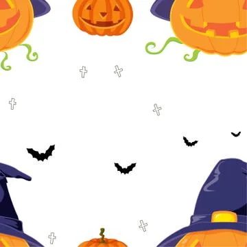 Red pumpkin and bats Illustrazione stock