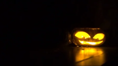 Red pumpkin next to the yellow Stock Footage 85851655