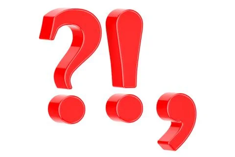 Red punctuation marks, 3D rendering Stock Illustration