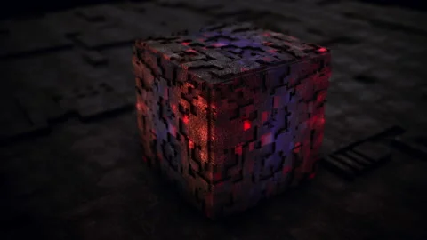 Red Purple grunge digital cube moving technology 스톡 동영상 217956740